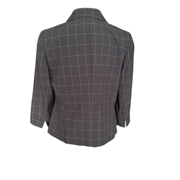 Le Suit Petite 10P Womens Gray Checked Blazer Jacket With Button Front & Zip Poc - Picture 4 of 7